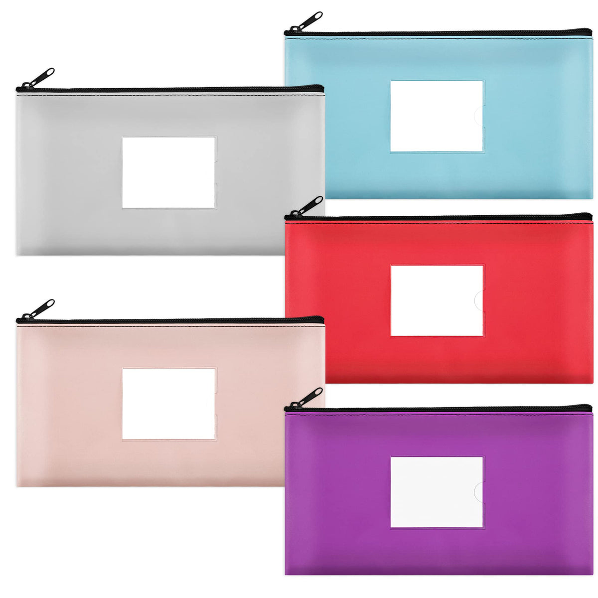 2 Blank Vinyl Bank Deposit Money Bags - Random Colors - Tool Organizer USA