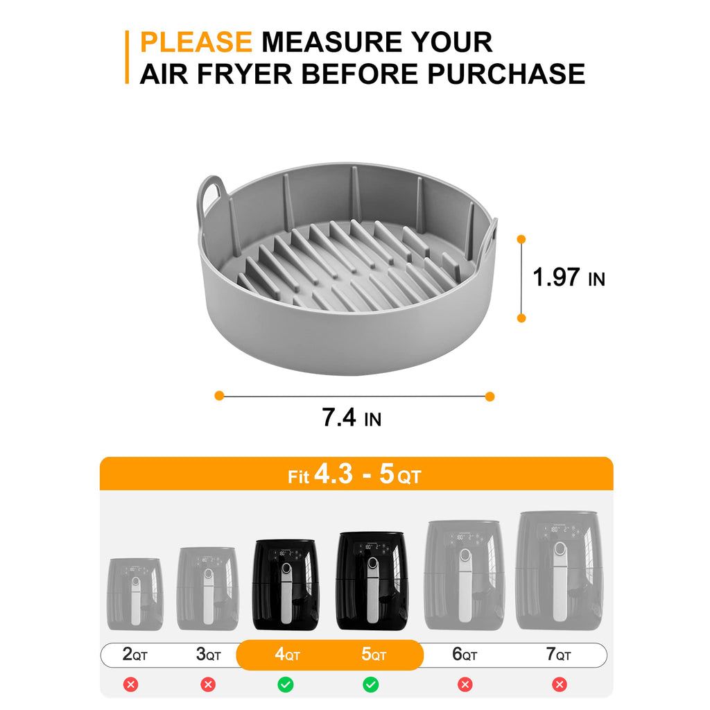 SMARTAKE Air Fryer Silicone Liner, 8.1 Inch Heavy-Duty Air Fryer Pot, Extra  Thick & Easy Cleaning, Food-Grade Reusable Durable Air Fryer Basket  Accessories, 8.1x8.1x2 Inch for 5-6QT, Square - Grey - Yahoo