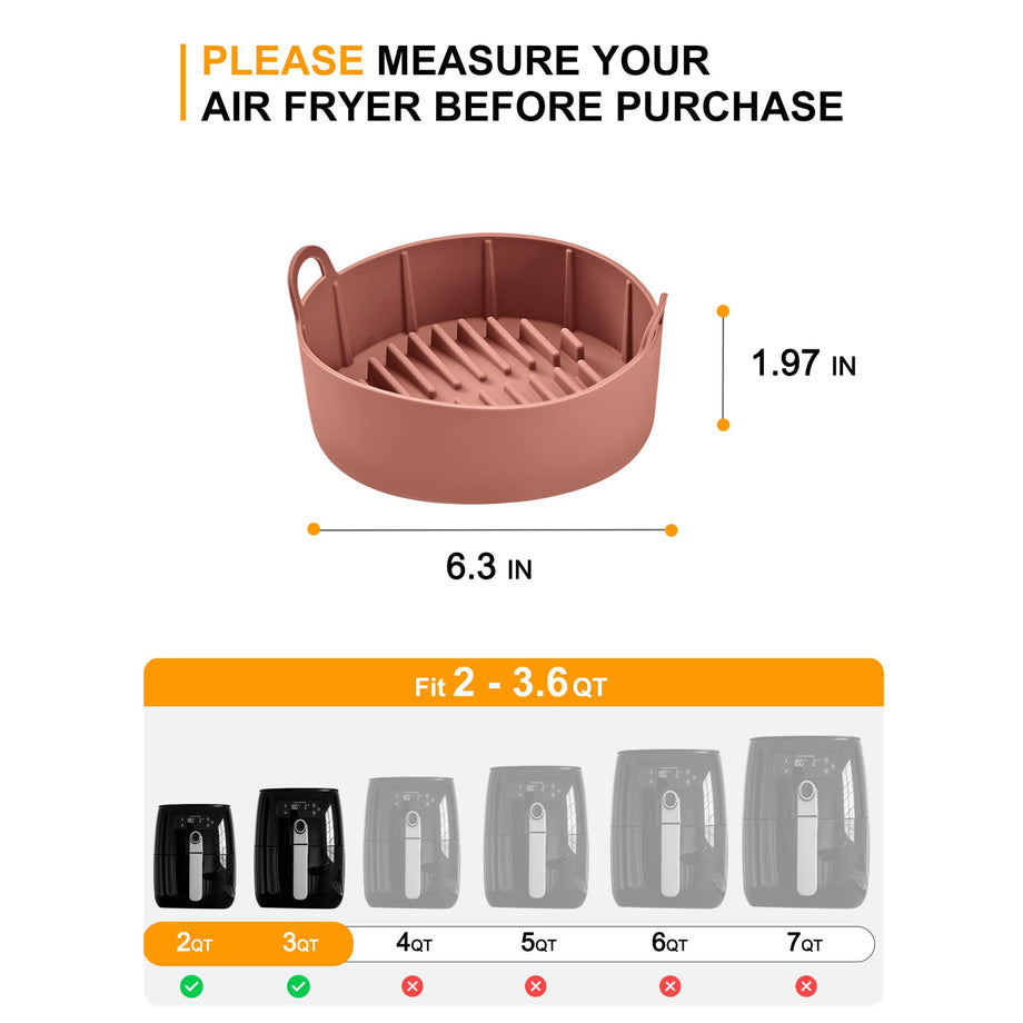 SMARTAKE 2-Pack Silicone Air Fryer Liners, Heavy-Duty Air Fryer Silicone  Pots, Reusable Air Fryer Accessories Insert, Food-Grade BPA-Free, for 6-8QT