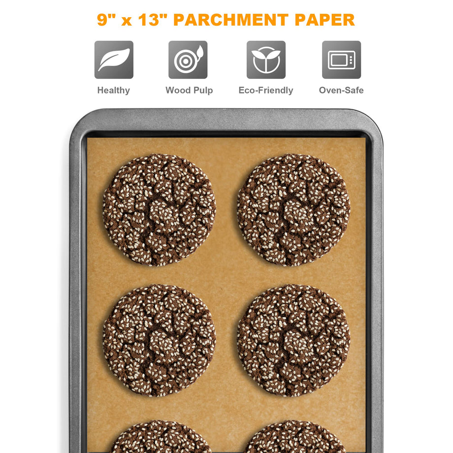 SMARTAKE 200 Pcs Parchment Paper Baking Sheets, 9x13 Inch Non