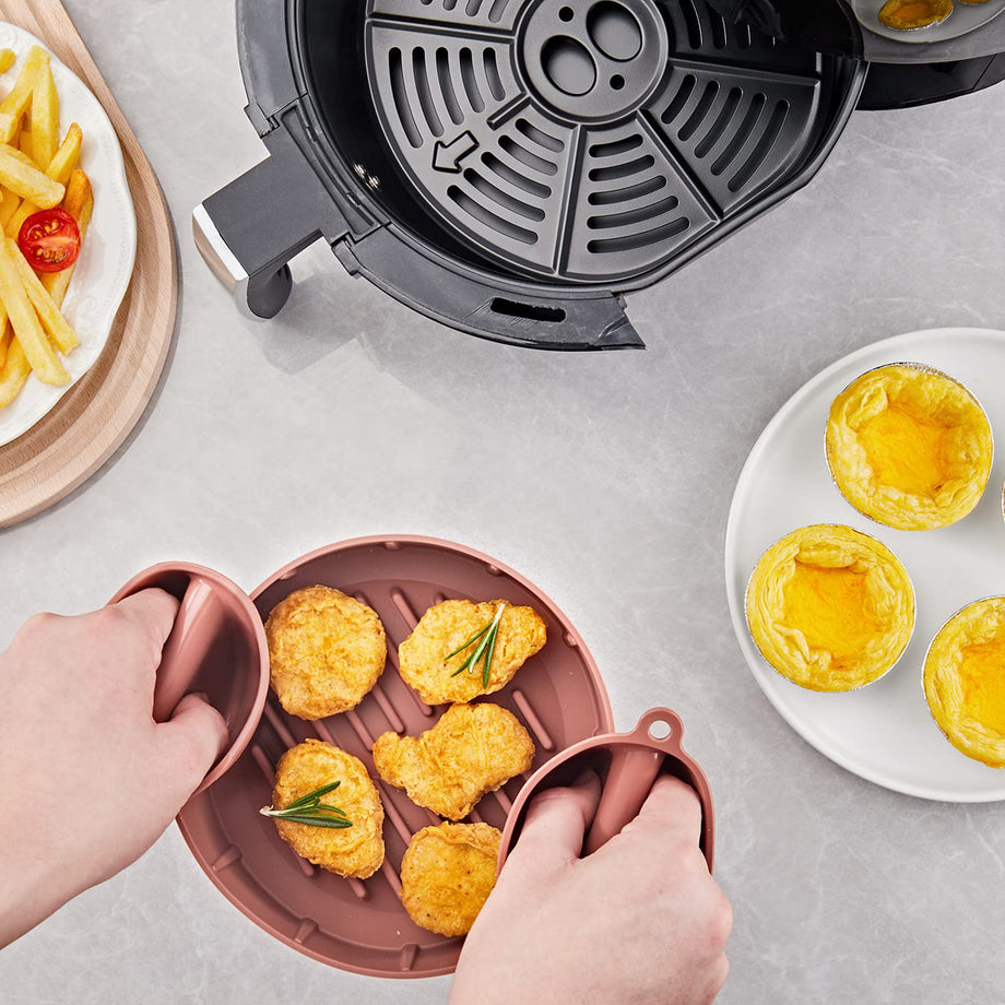SMARTAKE 2-Pack Silicone Air Fryer Liners, Heavy-Duty Air Fryer Silicone  Pots, Reusable Air Fryer Accessories Insert, Food-Grade BPA-Free, for 6-8QT
