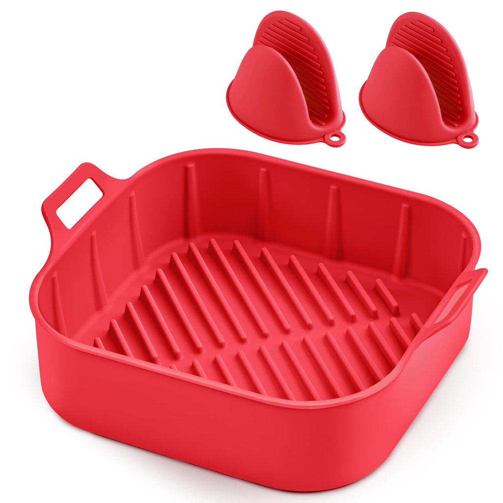 Silicone Air Fryer Liner With Bacon Grill Rack, Square Air Fryer Liners  Pot, Silicone Basket Bowl Fits 7qt Air Fryers, Reusable Baking Tray,  Dishwasher Safe, Oven Accessories, Baking Tools, Kitchen Gadgets, Kitchen