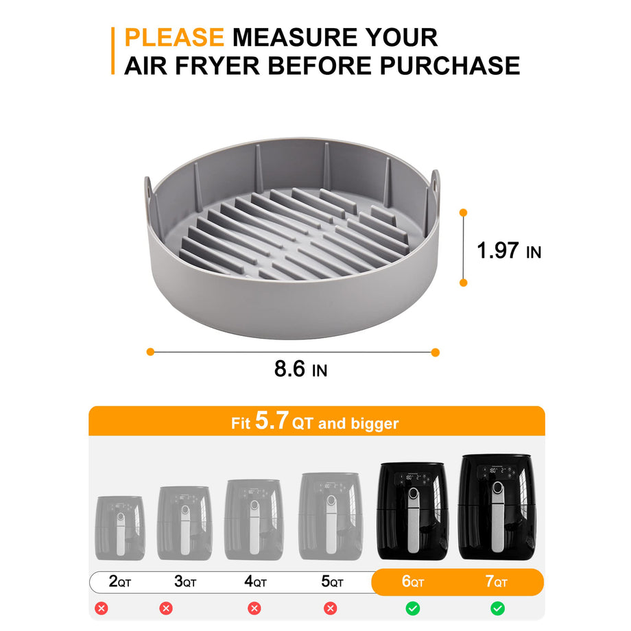8.6 Inch Air Fryer Silicone Pot, Premium Silicone Air Fryer Liners Oven  Accessories Heat Resistant, Reusable Air fryers Silicone Liner Round, Air