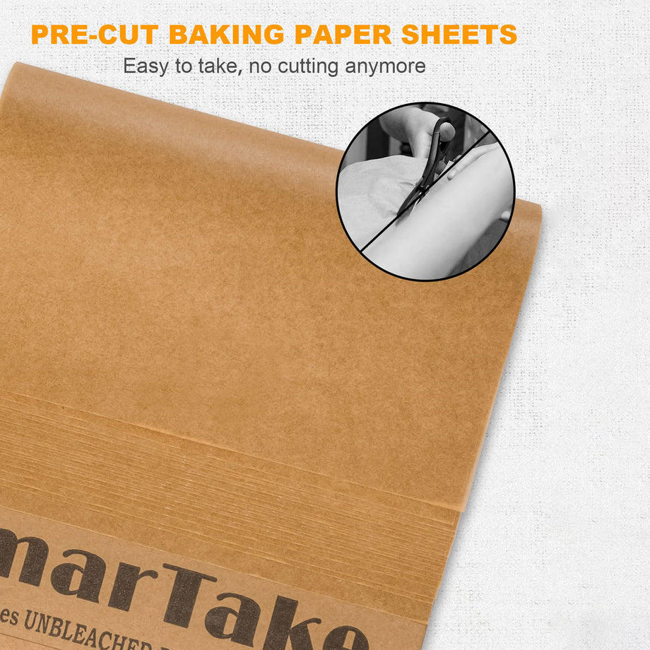 SMARTAKE 200 Pcs Parchment Paper Baking Sheets, 9x13 Inches Non