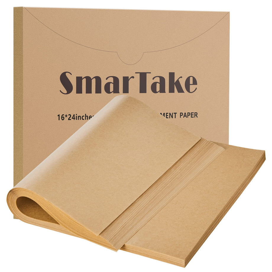 SMARTAKE 200 Pcs Parchment Paper Baking Sheets, 9x13 Inches Non
