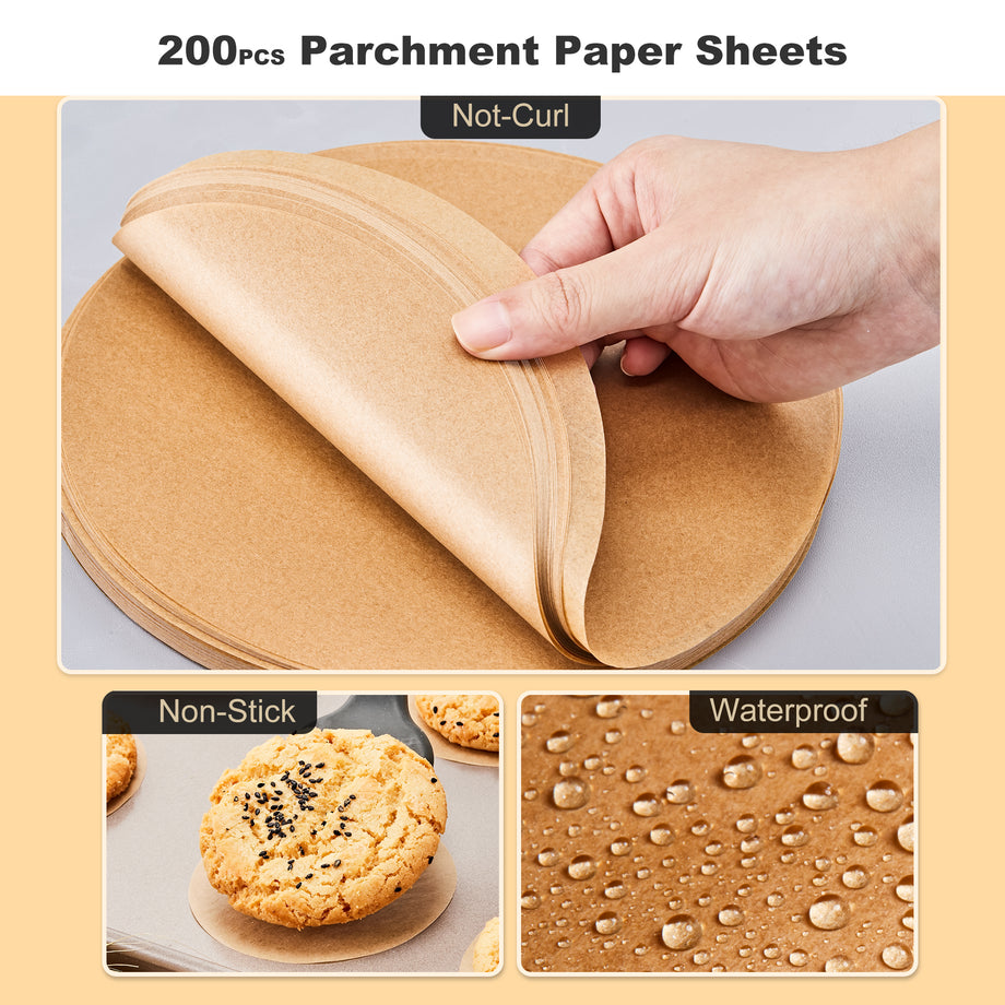 Round, Unbleached Parchment Paper Sheets for Air fryer and Cake Pans
