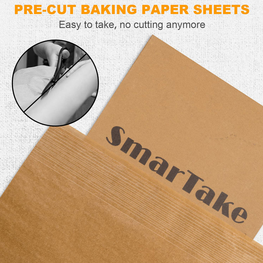 SMARTAKE 200 Pcs Parchment Paper Baking Sheets, 17x26 Inch Non-Stick Precut  Baking Parchment, Suitable for Baking Grilling Air Fryer Steaming Bread