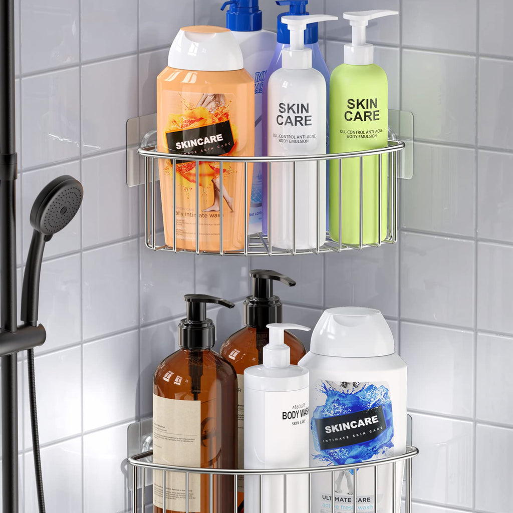  AKTECKE Corner Shower Caddy, 2 Pack Adhesive Shower