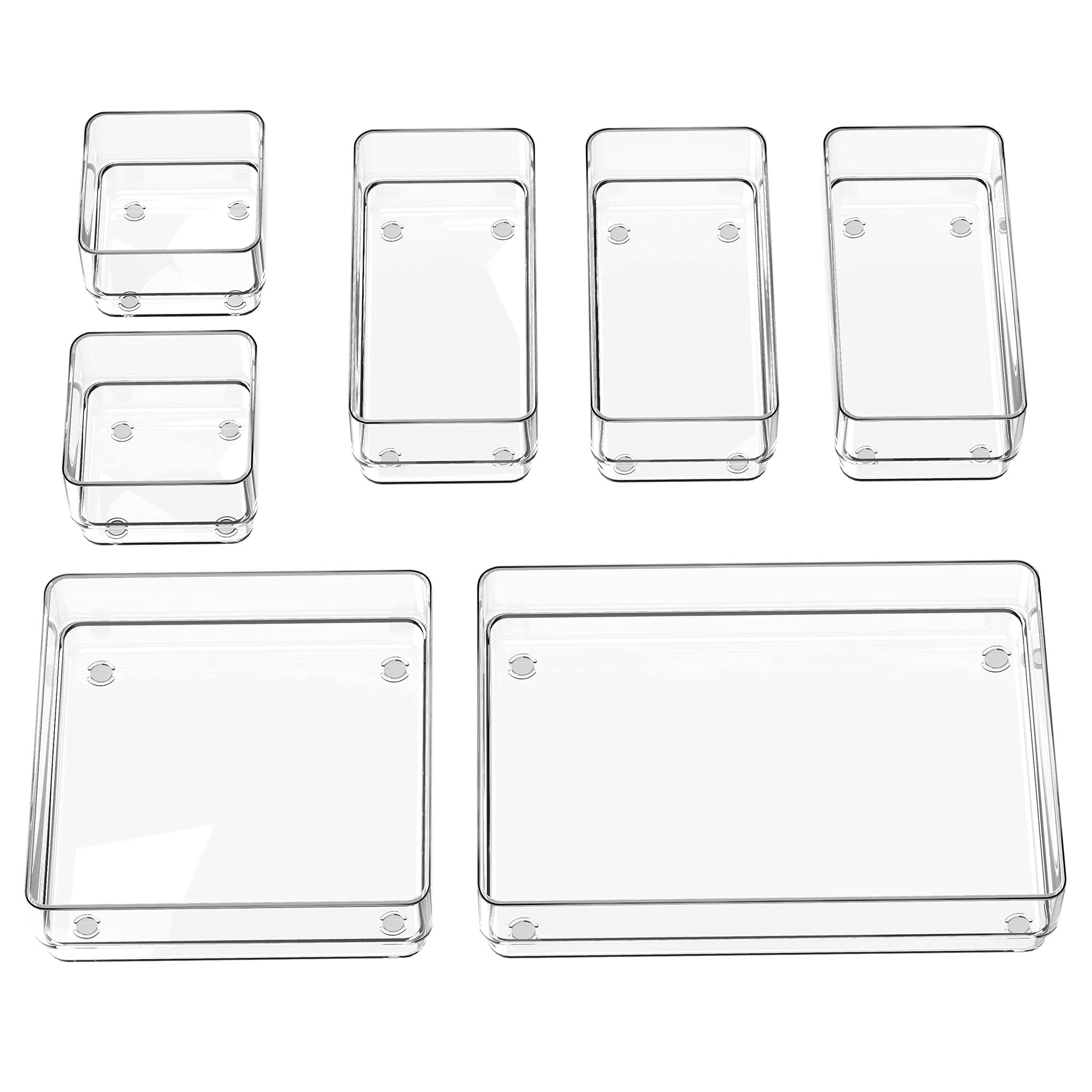 SMARTAKE 7-Piece Drawer Organizer with Non-Slip Silicone Pads, 4