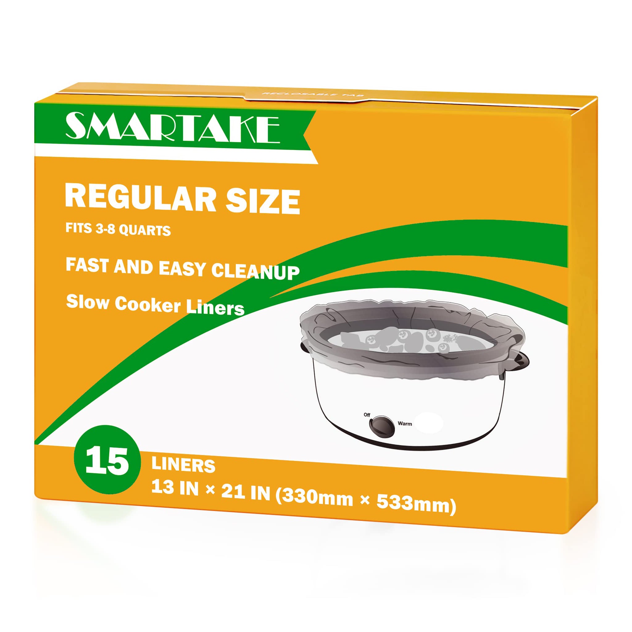 SMARTAKE Slow Cooker Liners, 13 × 21 Inches Disposable Cooking