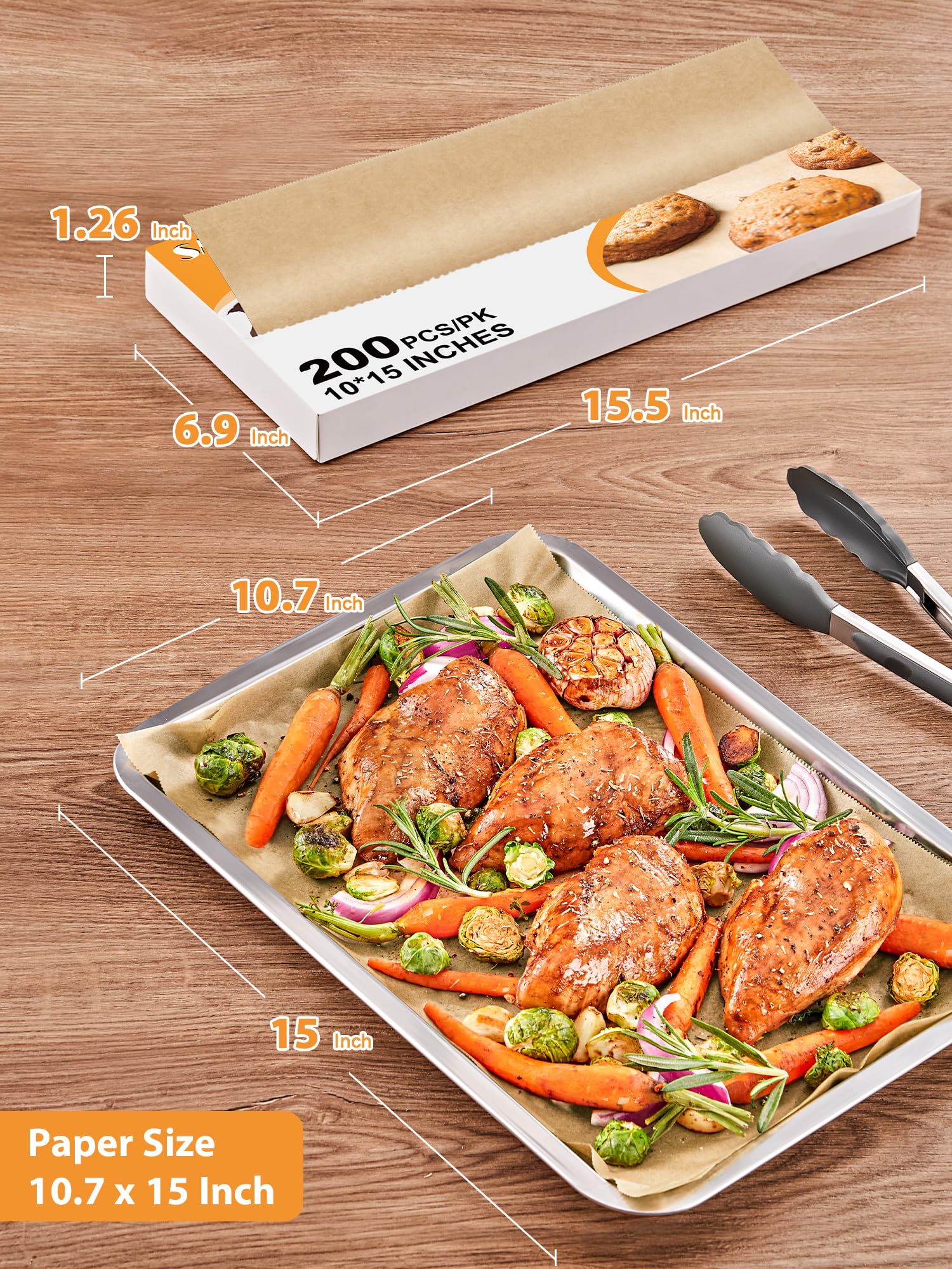 SMARTAKE 200 Pcs Pop-Up Parchment Paper Sheets - Thumbnail 3