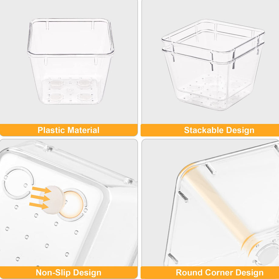 SMARTAKE 6 PCS Clear Plastic Drawer Organizers Set, Large Size Non-Sli –  SMARTAKE OFFICIAL