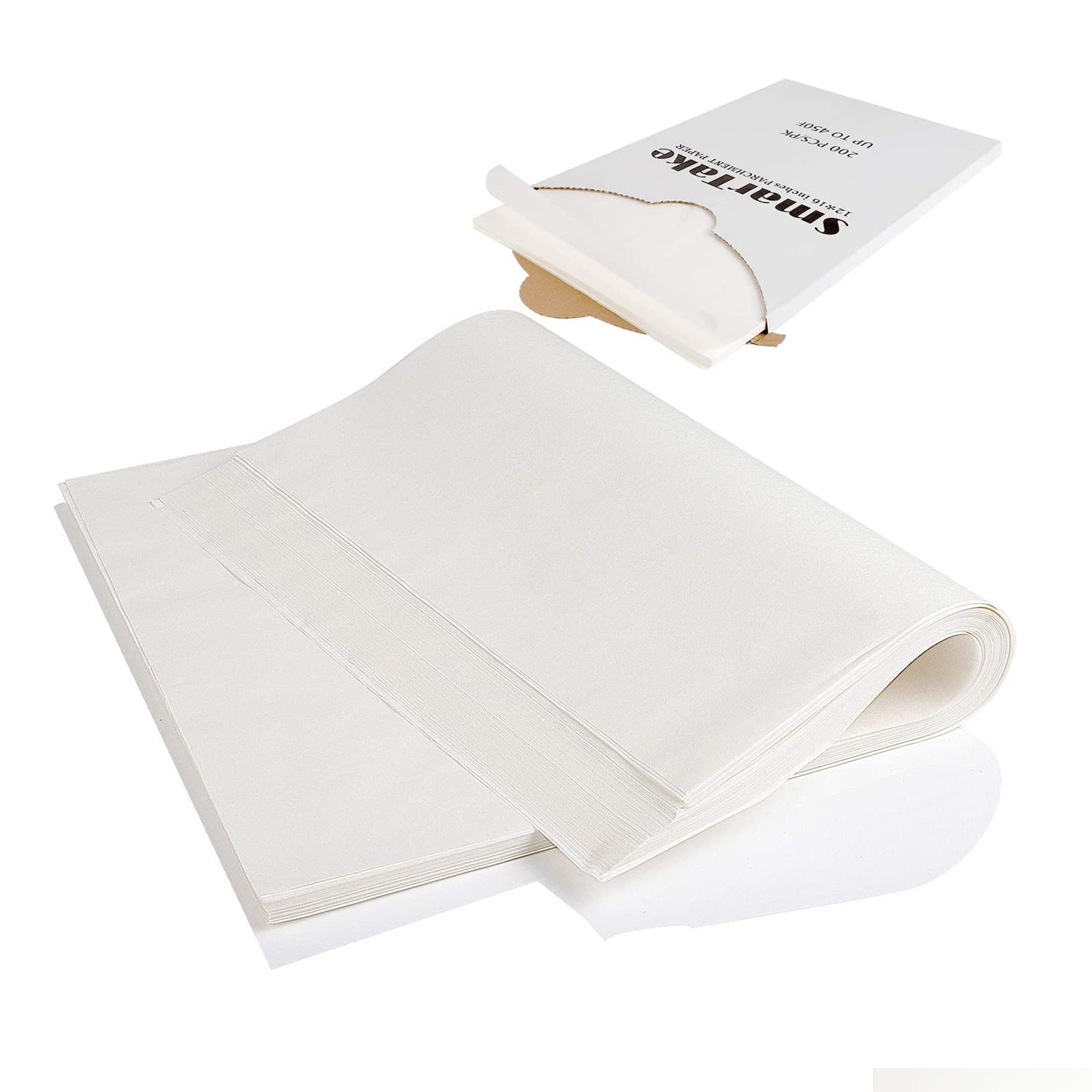 SMARTAKE 200 Pcs Parchment Paper Baking Sheets, 12x16 Inches Non-Stick  Precut Baking Parchment (White)